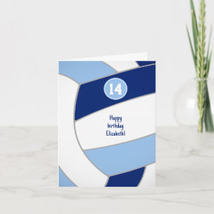 teens blue white volleyball birthday  card
