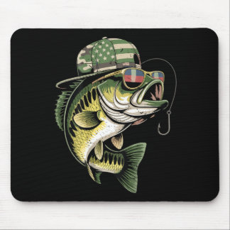 Teens boy camo bass fishing american flag fishing mouse mat