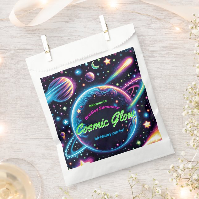 Teens Cosmic Glow Space Themed Birthday Party Favour Bags (Clipped)