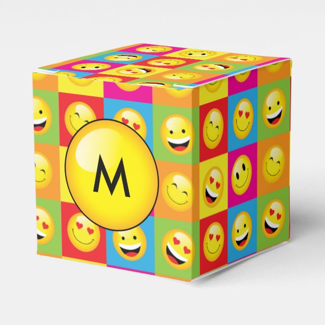 Teens Emoji Party Emoticon Faces Favour Box (Front Side)