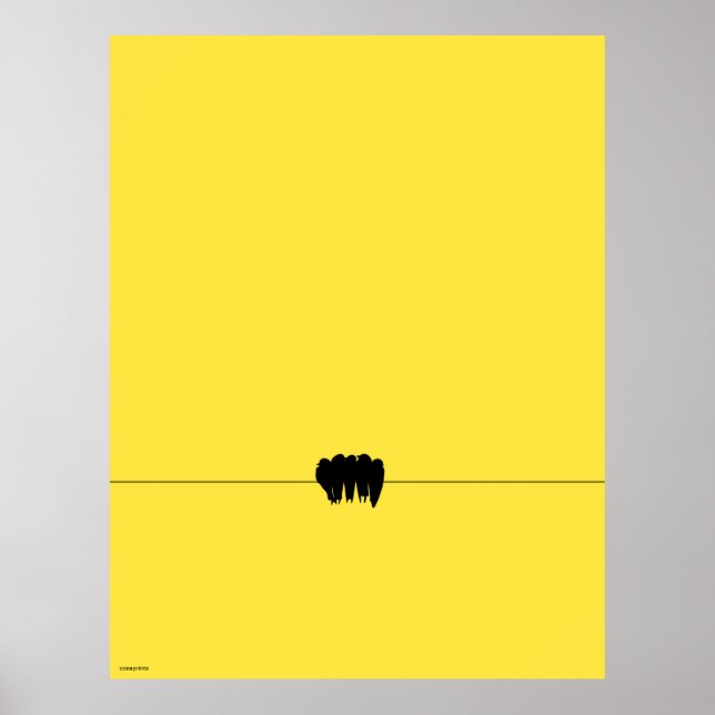 Teeny art poster yellow graphic birds on a wire  (Front)