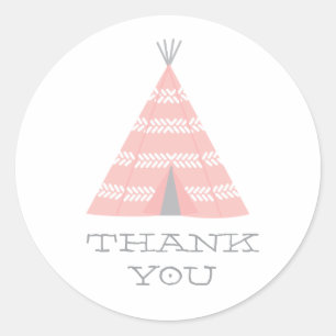 Teepee Birthday Party Thank You Sticker