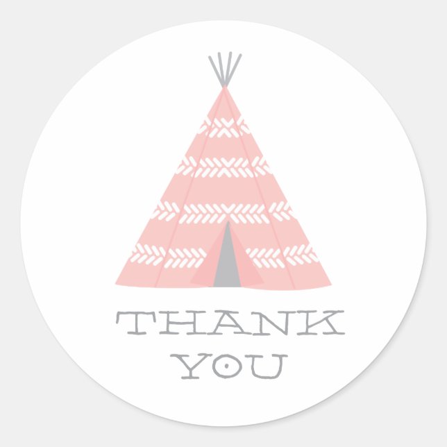 Teepee Birthday Party Thank You Sticker (Front)