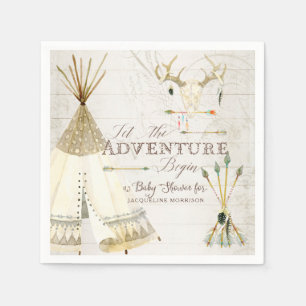 Teepee Boho Tribal Deer Antler Boy Baby Shower Napkin