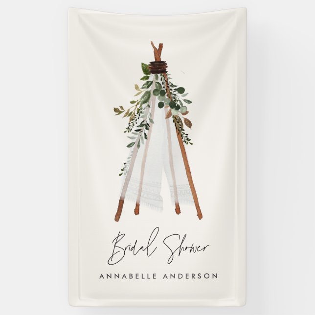 Teepee modern foliage bohemian backyard stylish banner (Vertical)