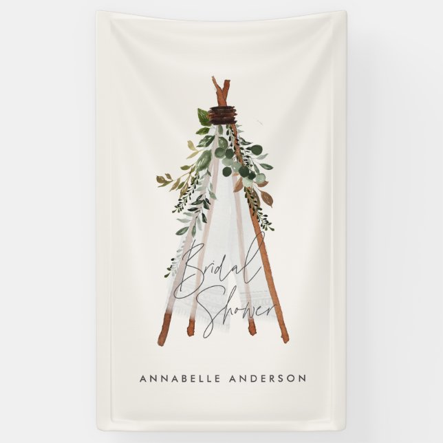 Teepee modern foliage bohemian backyard stylish banner (Vertical)
