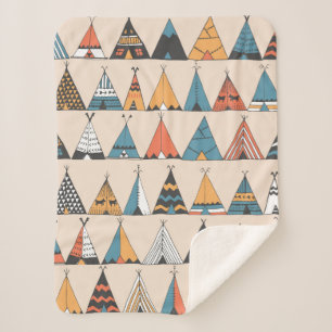 Teepee pattern. Wigwam native american summer tent Sherpa Blanket