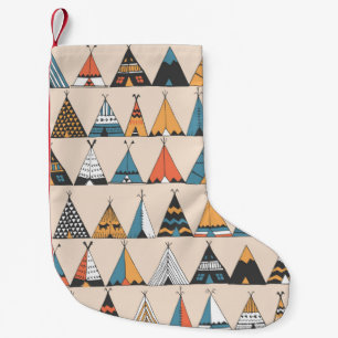 Teepee pattern. Wigwam native american summer tent Small Christmas Stocking