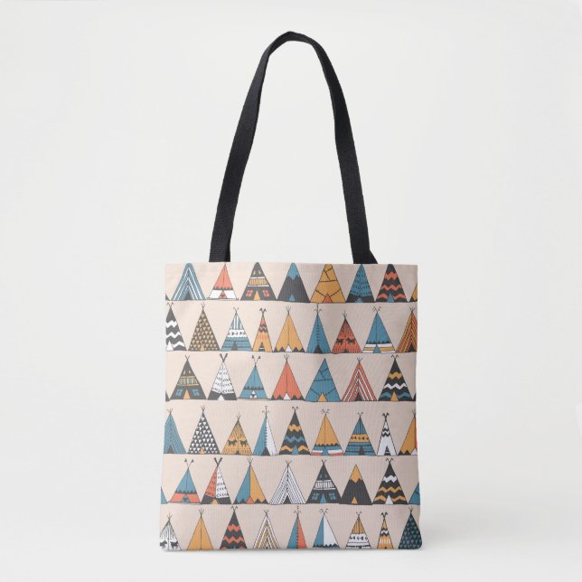 Teepee pattern. Wigwam native american summer tent Tote Bag (Front)