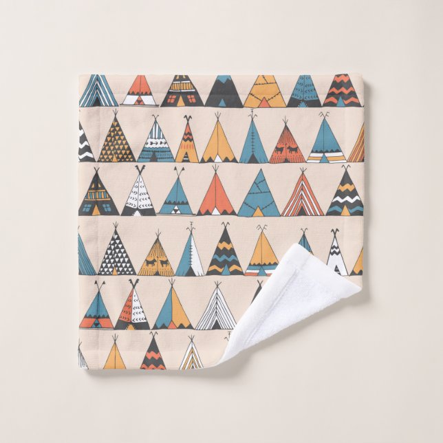 Teepee pattern. Wigwam native american summer tent Wash Cloth (Wash Cloth)