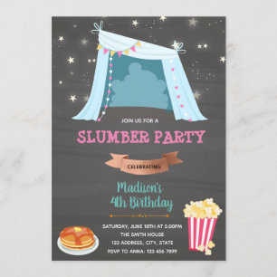 Teepee sleepover birthday invitation