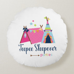 Teepee Sleepover Parties Round Cushion