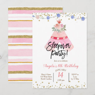 Teepee sleepover party invitation