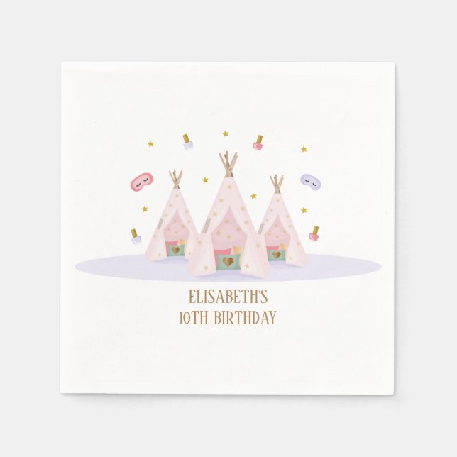 Teepee Spa Birthday Party Napkin (Front)