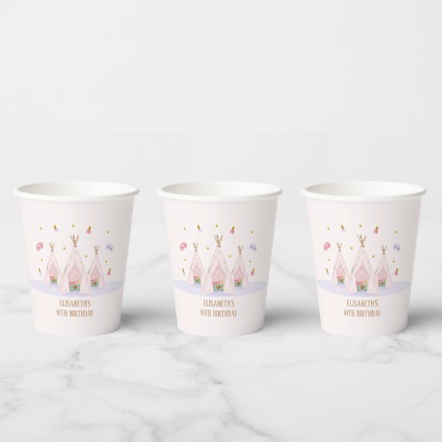 Teepee Spa Birthday Party Paper Cups (Multi)