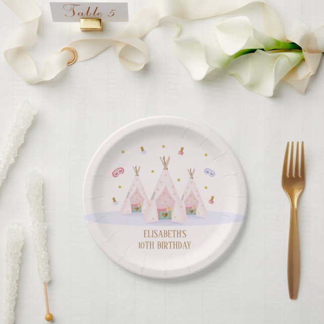 Teepee Spa Birthday Party Paper Plate (Wedding)