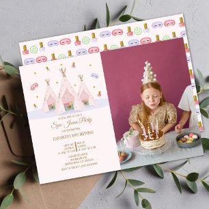 Teepee Spa Birthday Photo Party Invitation
