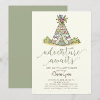 Teepee Tribal Baby Shower Invitation