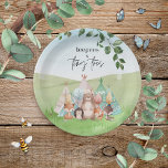 Teepees and Tiny Toes Paper Plate<br><div class="desc">Add a touch of woodland charm to your baby shower with these Teepees and Tiny Toes Paper Plates! Perfect for your nature-inspired celebration, these adorable plates feature whimsical teepees surrounded by cute woodland animals with the theme name, Teepees and Tiny Toes displayed at the top. The soft, green tones, blue...</div>