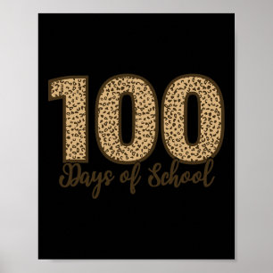 Tees Cheetah Leopard 100 Days Of School  Poster
