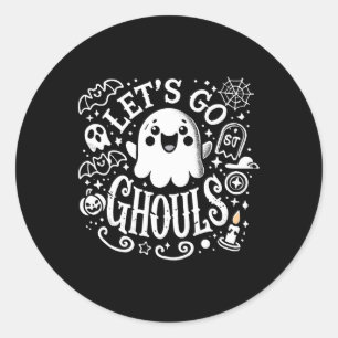 Tees Halloween Lets Go Ghouls Ghost Toddler Women Classic Round Sticker