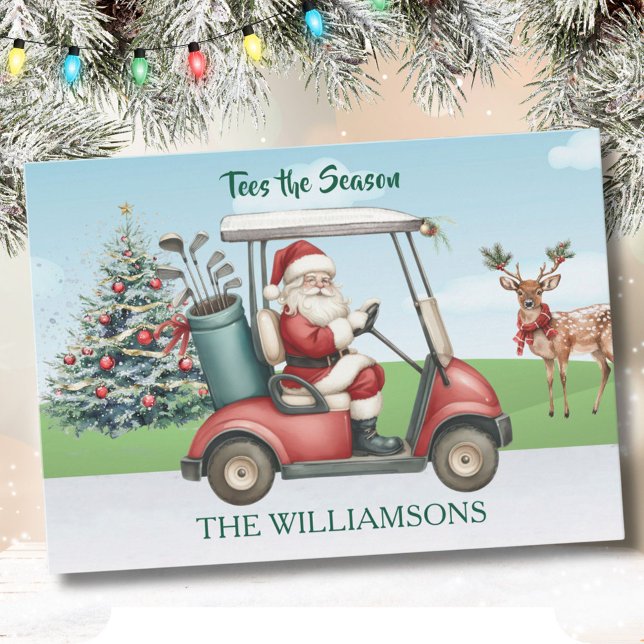 TEES THE SEASON CHRISTMAS SANTA PLAYS GOLF HOLIDAY CARD (Creator Uploaded)