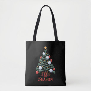Tees the Season Golf Funny Christmas Golf Tree Tote Bag