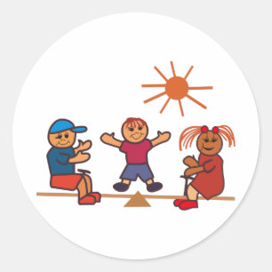 Teeter-Totter Kids Classic Round Sticker