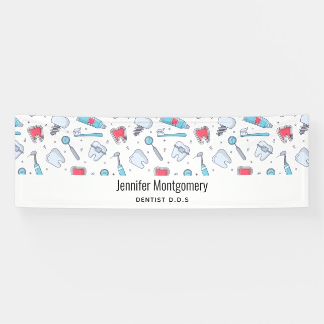 Teeth and Tools Dental Pattern Business Banner (Horizontal)