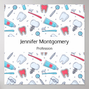 Teeth and Tools Dental Pattern Business Poster