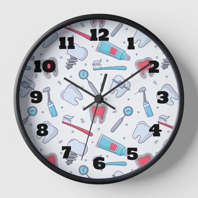 Teeth and Tools Dental Pattern Clock (Front)