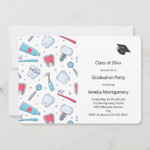 Teeth and Tools Dental Pattern Graduation Invitation