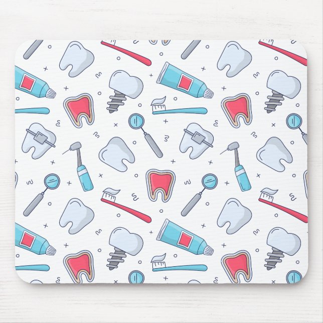Teeth and Tools Dental Pattern Mouse Mat (Front)