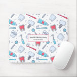 Teeth and Tools Dental Pattern Mouse Mat<br><div class="desc">Mousepad with a dental themed pattern. Featuring colourful illustrations of teeth,  toothbrushes,  and various dental tools.</div>