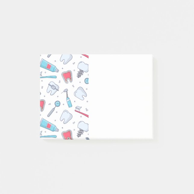 Teeth and Tools Dental Pattern Post-it Notes (Front)