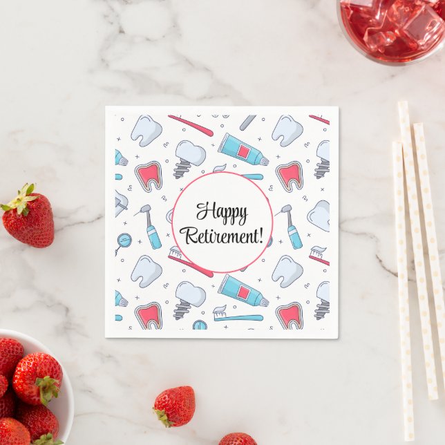 Teeth and Tools Dental Pattern Retirement Napkin (Insitu)