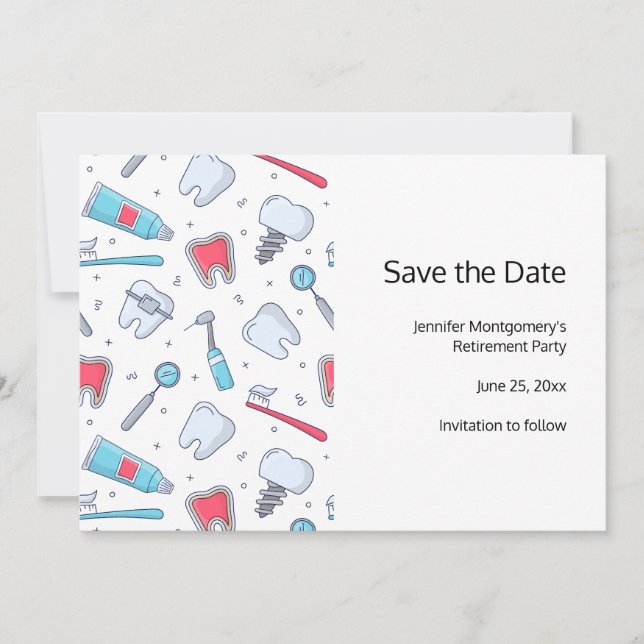 Teeth and Tools Dental Pattern Save The Date (Front)