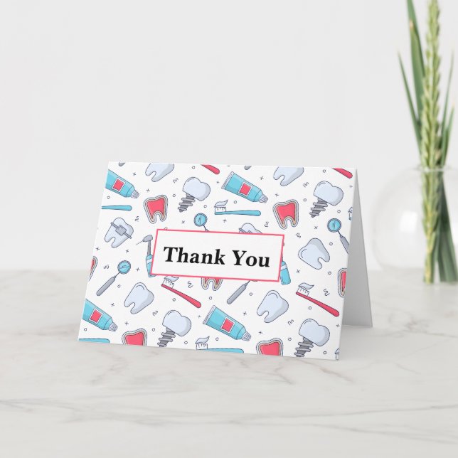 Teeth and Tools Dental Pattern Thank You Card (Front)
