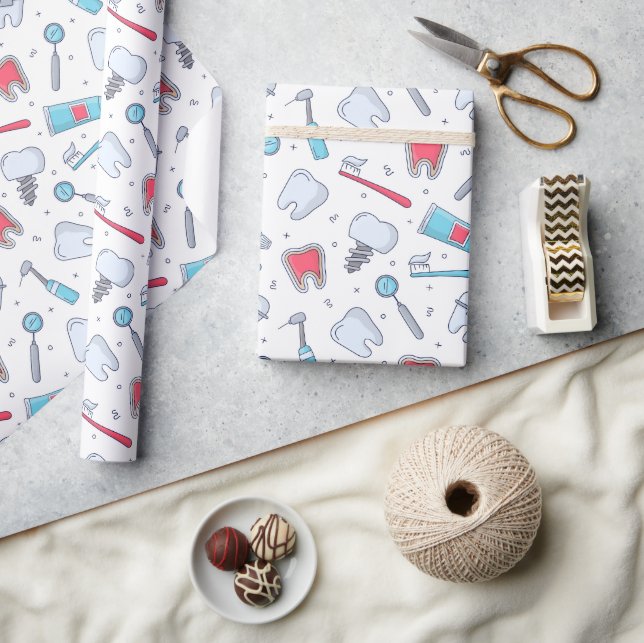 Teeth and Tools Dental Pattern Wrapping Paper (Crafts)