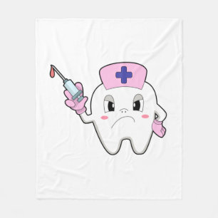 Teeth as Nurse with Syringe.PNG Fleece Blanket