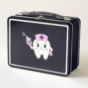 Teeth as Nurse with Syringe.PNG Metal Lunch Box