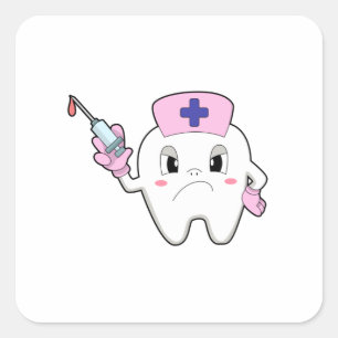 Teeth as Nurse with Syringe.PNG Square Sticker