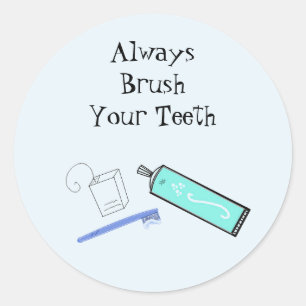 Teeth Brushing Reminder Classic Round Sticker