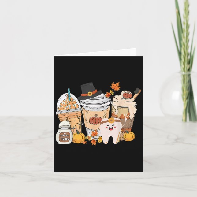 Teeth Coffee Fall Dental Pumpkin Latte Dentist Tha Card (Front)