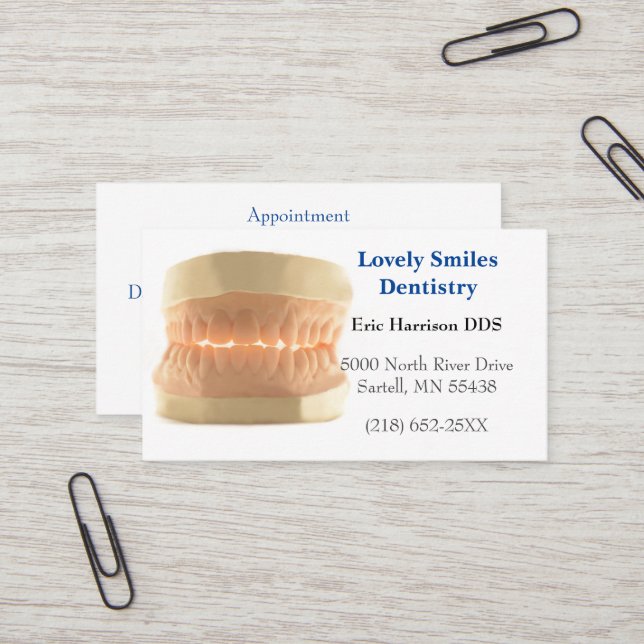 Teeth Dentist Dental Family Dentistry Business Card (Front/Back In Situ)