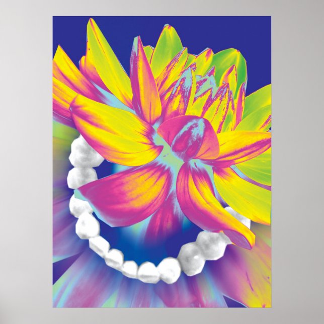 Teeth & Flower Dentist Orthodontist Poster (Front)