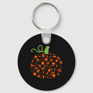 Teeth Ghost Pumpkin Witch Dental Halloween Dentist Key Ring