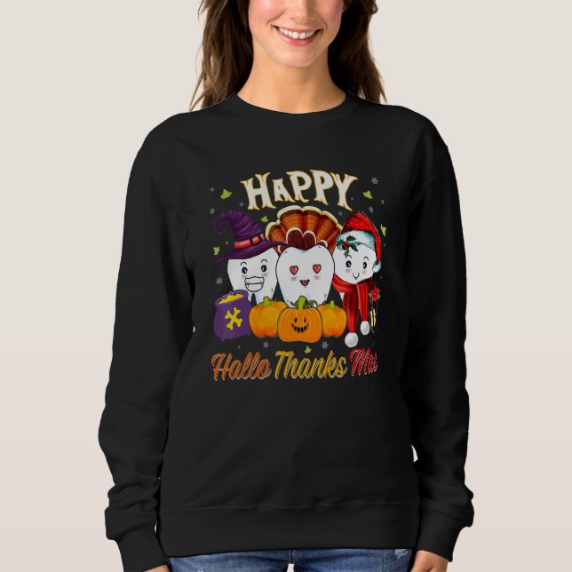 Teeth HalloThanksMas Halloween Thanksgiving Christ Sweatshirt (Front)