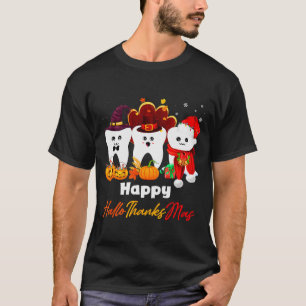 Teeth Hallothanksmas Halloween Thanksgiving Christ T-Shirt
