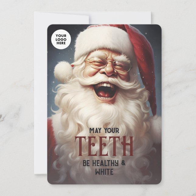 Teeth Healthy White Santa Smile Dentist Business Holiday Card (Front)